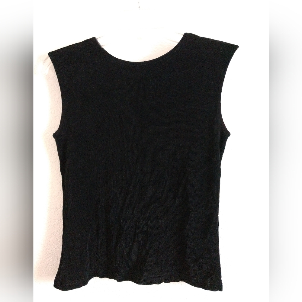 Y2K Fiore Black CROP CROPPED Knit Tank Top Sleeveless Made in USA Goth Size XS
